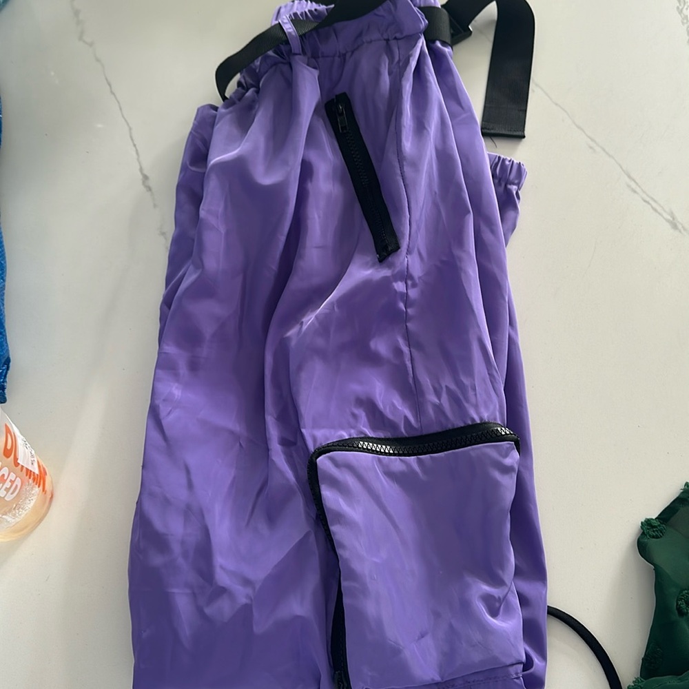 Purple parachute joggers cargo pant with belt